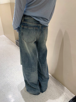 tattered wide jeans