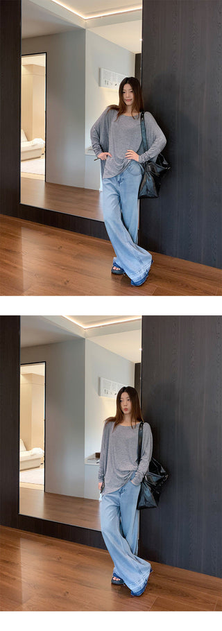 tie-dyed wide jeans