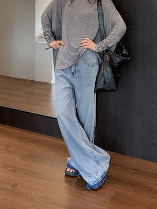 tie-dyed wide jeans
