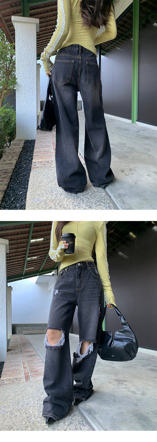 ripped wide jeans