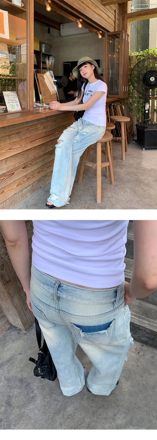 ripped straight jeans