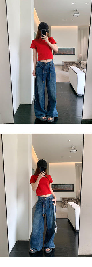 lace wide jeans