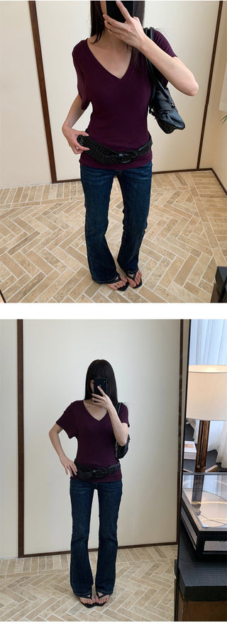 leather disc jeans
