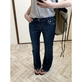 leather disc jeans