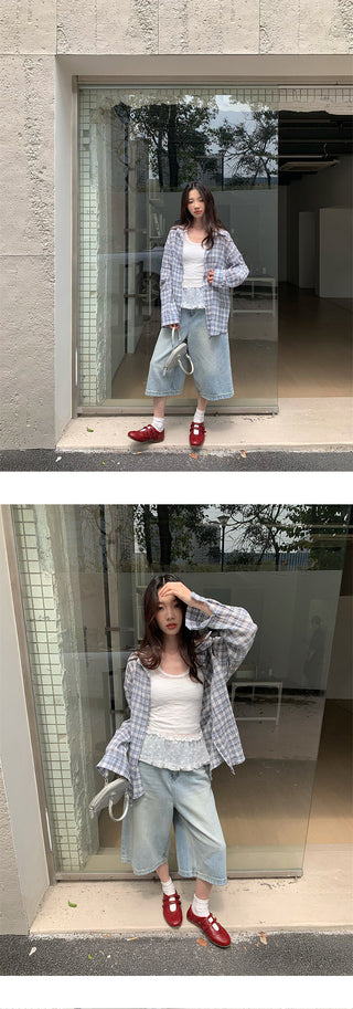 denim mid pants