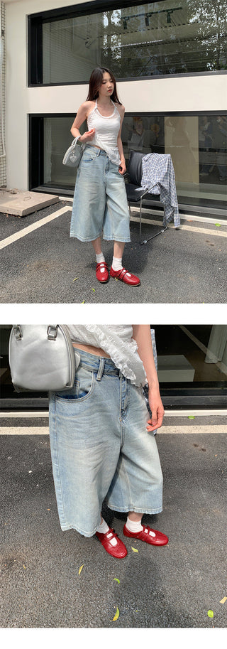 denim mid pants