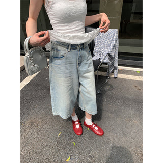 denim mid pants