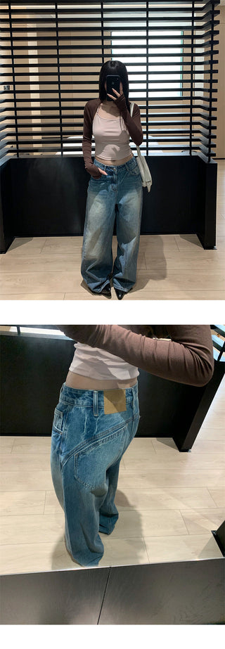 deconstructed wide jeans