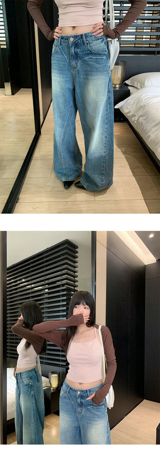 deconstructed wide jeans