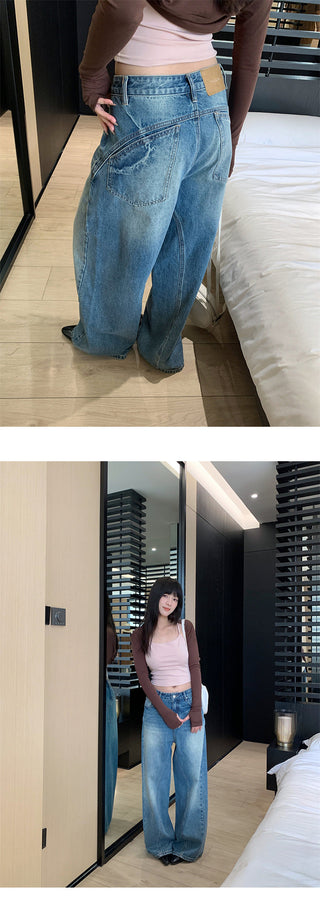 deconstructed wide jeans