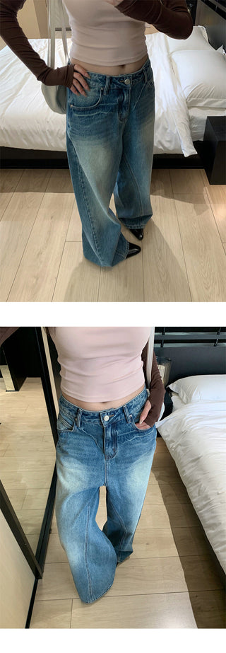 deconstructed wide jeans