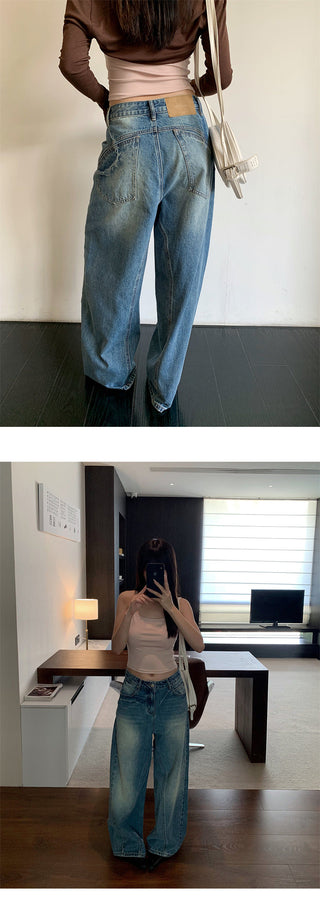 deconstructed wide jeans