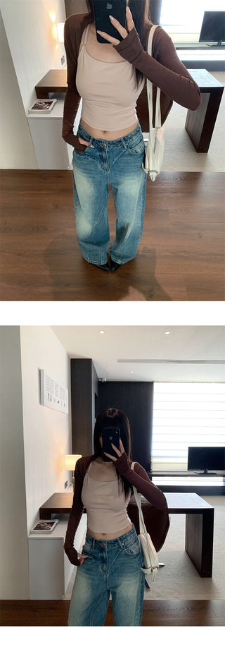 deconstructed wide jeans