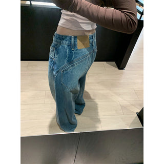 deconstructed wide jeans