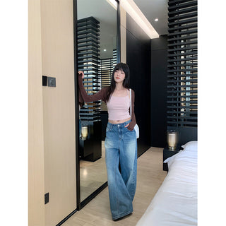 deconstructed wide jeans