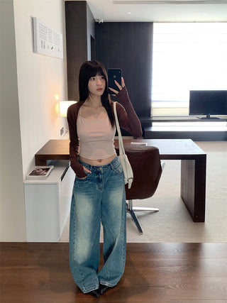 deconstructed wide jeans