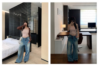 deconstructed wide jeans