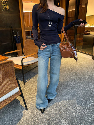 tie-dyed straight jeans