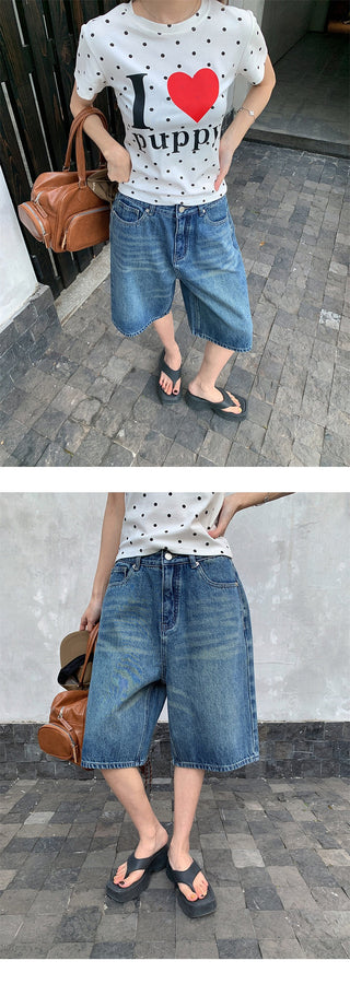 A-line denim shorts