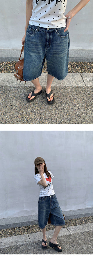 A-line denim shorts