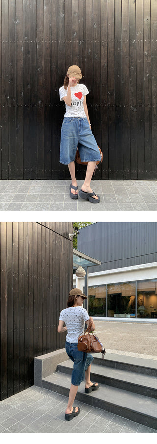 A-line denim shorts