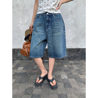 A-line denim shorts