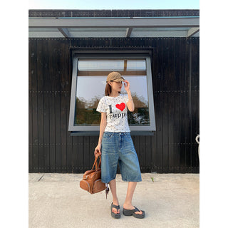 A-line denim shorts