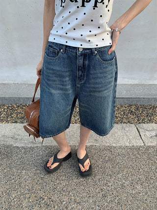 A-line denim shorts