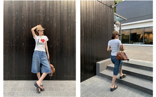 A-line denim shorts