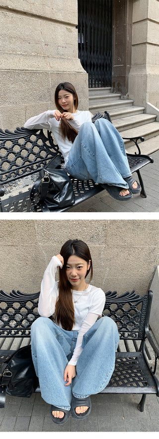 drawstring wide jeans