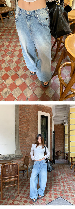 drawstring wide jeans