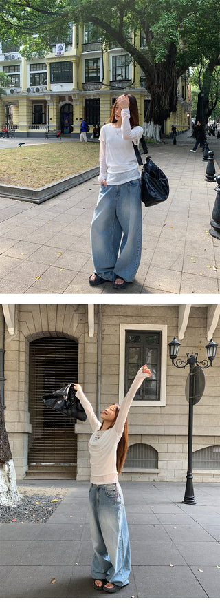 drawstring wide jeans