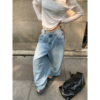 drawstring wide jeans