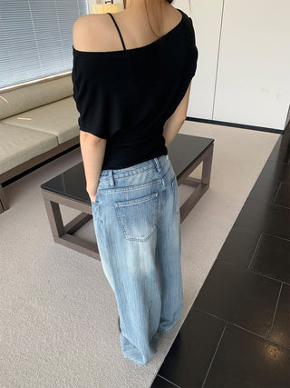 vertical wide jeans