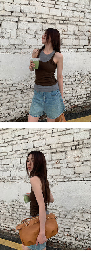 split denim shorts