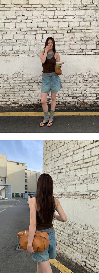 split denim shorts