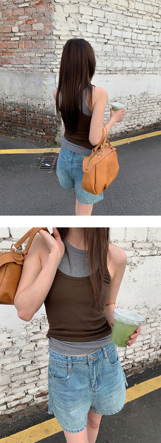 split denim shorts