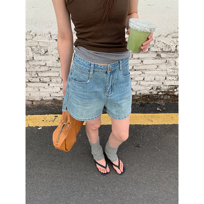 split denim shorts