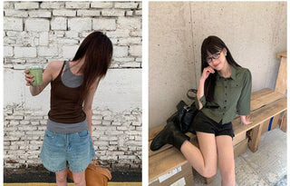 split denim shorts