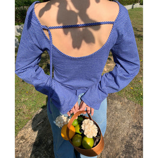 striped backless Top