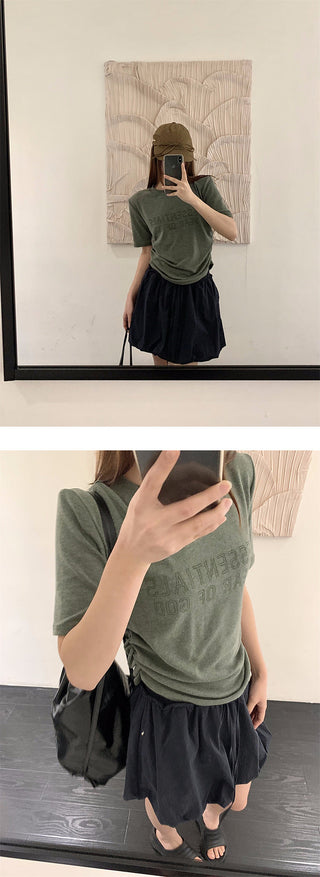 drawstring bud skirt