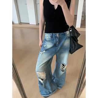 wide ripped jeans