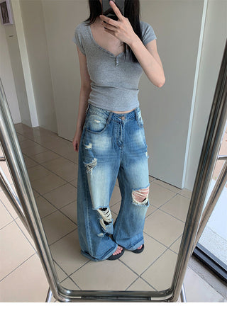 wide ripped jeans