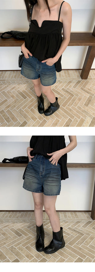 distressed denim shorts