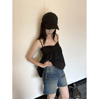 distressed denim shorts