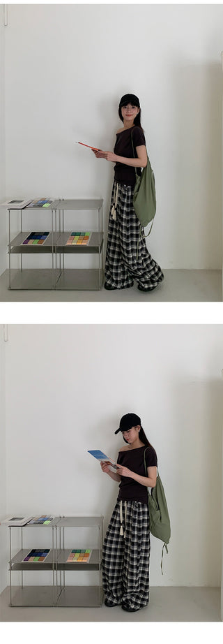 plaid drawstring pants