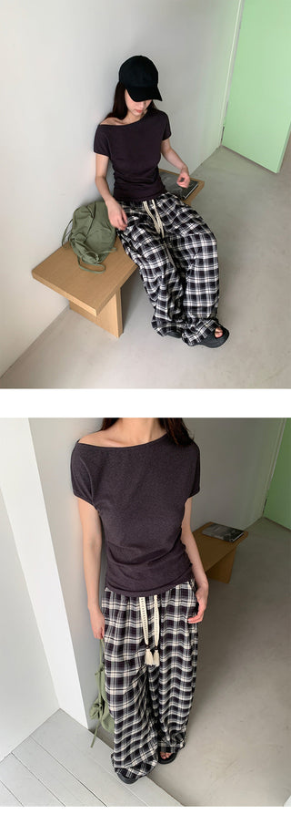plaid drawstring pants