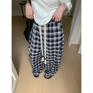 plaid drawstring pants