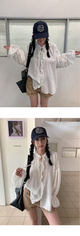 flanged denim shorts