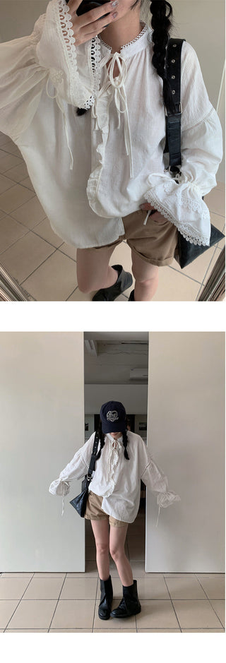 flanged denim shorts